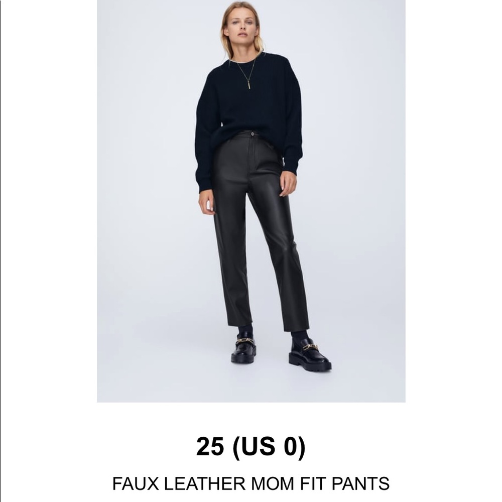 ZARA faux leather mom fit pants